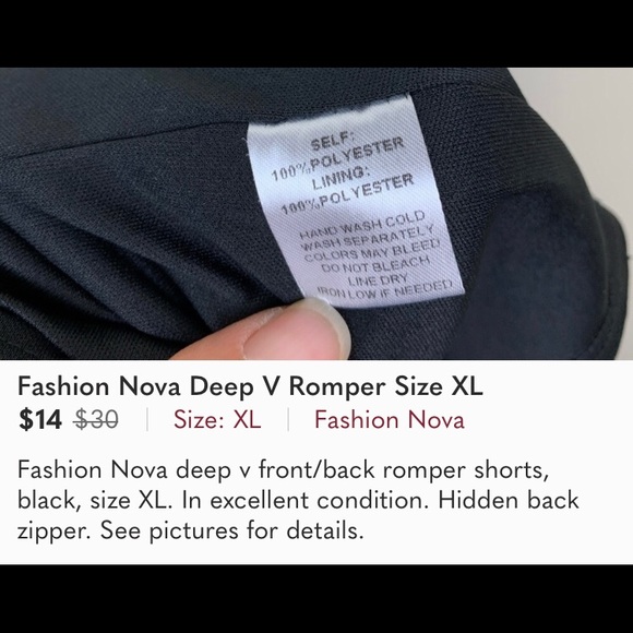 Fashion Nova Deep V Romper Size XL - Picture 6 of 6